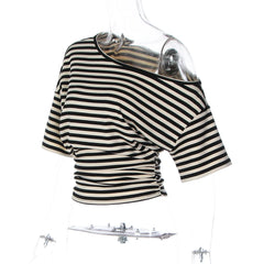 Diagonal Collar Striped T-shirt