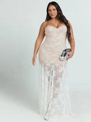 Lace Patchwork Mesh Strap Maxi Dress