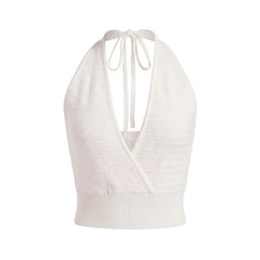 Textured Tie-up Halter Crop Top