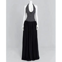 Black Polka Dot Halter Maxi Dress