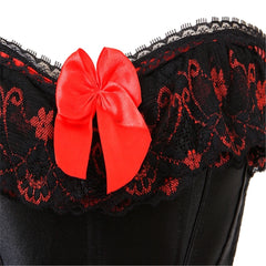 Satin Bow Lace Strapless Corset Top
