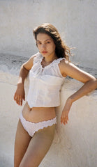 White Mesh Short Sleeve Tie Up Crop Top