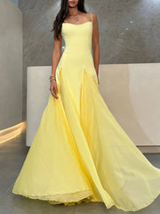 Yellow Flare Patchwork Long Dress