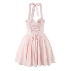 Tie Up Wire Corset Mesh Mini Dress