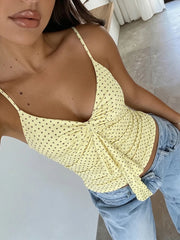 Yellow Polka Dot Ruffled Tank Top