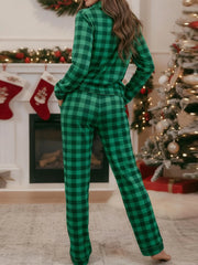 Long Sleeves Plaid Shirt And Drawstring Pant Set