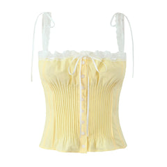 Spliced Lace Slash Ruched Top