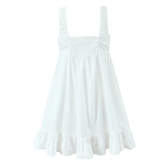 Front Button Ruffle Hem A-line Mini Dress