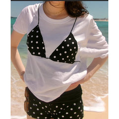 Bikini Print White Graphic T-shirt