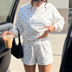 Polka Dots Sweatshirt And Shorts Co‑ord Set