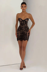 Lace Bodycon Bustier Strapless Mini Dress