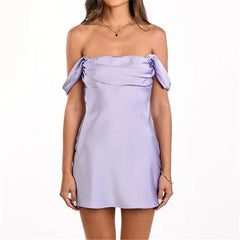 Satin Off-Shoulder Strapless Mini Dress