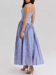 Women's light purple floral print maxi dress.

