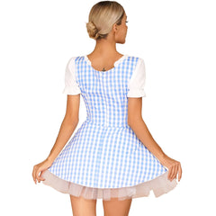 “Retro fairytale plaid cosplay tulle dress outfit”