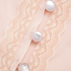 Lace Trim Button Front Cropped Top And Capri Pants Set
