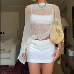 Sheer Shawl Beach Cover-ups Knitted Top