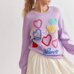 Heart Embroidery Sweater