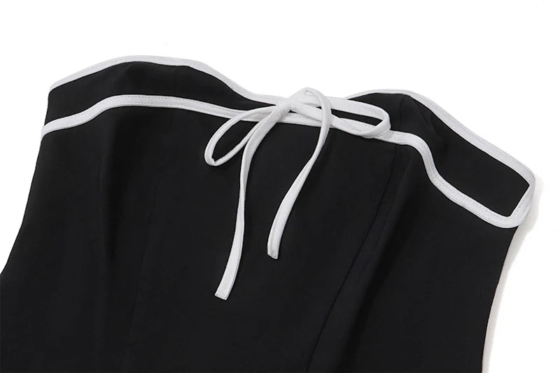 Black Tube Mini Dress With Long Mesh Sleeve
