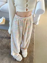 Rainbow Knitting Wide-leg Elastic Waist Pants
