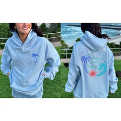 Floral/Crab/Fish Letter Embroidery Hooded Sweatshirt