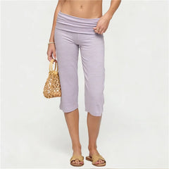 Fold Over Waist Yoga Capri Pants