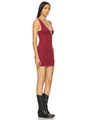 Red V-Neck Bow Sleeveless Mini Dress - Free From Label