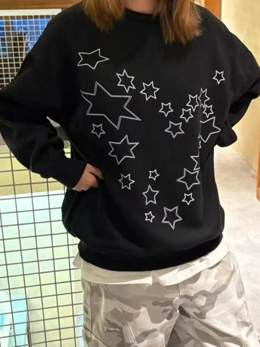 Star Print O-Neck Sweatshirt