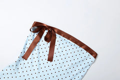 Polka Dot Print Bow Trim Strapless A-line Mini Dress