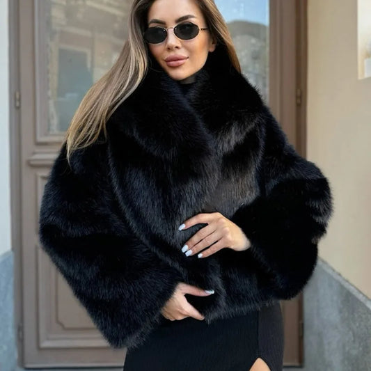 Faux Fur Tie Up Short Coat
