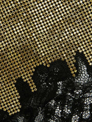 Gold Rhonestone Lace Trim Mini Skirt