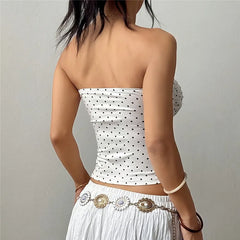 White Polka Dot Bow Tie Tube Top