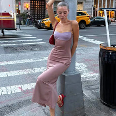 Purple Patchwork Cami Long Dress
