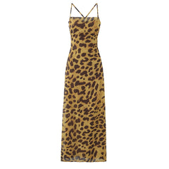 Animal Print Strappy Maxi Dress