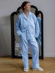 Plaid Long Sleeved Pants And Pants Pajamas Two-piece Set