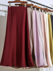 Satin Fishtail Midi Skirt