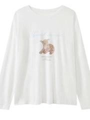 Long Sleeve Deer Letter Print Top