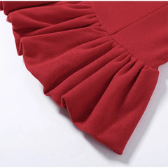Red Ruffle Hem Cami Peplum Crop Top