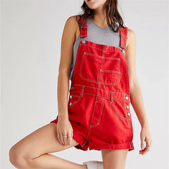Denim Adjustable Strap Shorts Overalls