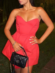 Sweetheart Neck Asymmetrical Hem Corset Mini Dress