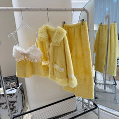 Yellow Plush 3 Piece Pajama Set