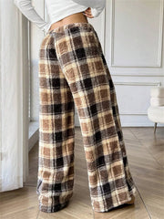 Plaid Printed Fleece-Lined Sweatpants