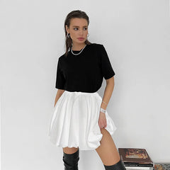 Puff Pleated High Waist Mini Skirt - Free From Label