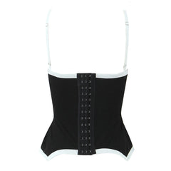 Black Contrast Hook Buttoned Corset Top