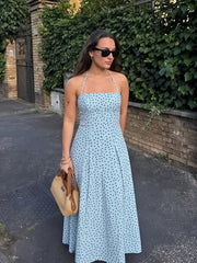 Polka Dot Tie Strap Midi Dress