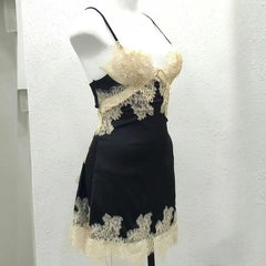 Black Lace Trim Slip Nightdress