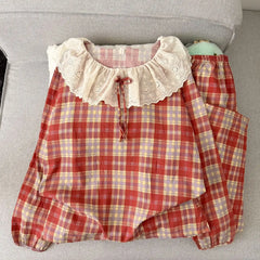 Frill Collar Long-Sleeve Pajama Set