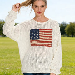 American Flag Crochet Sweater Top