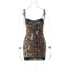 Sequin Leopard Print Mini Dress