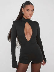 Hollow Out Long Sleeve Playsuit