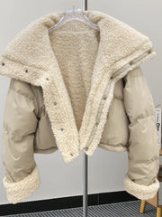 Faux Fur Parka Patchwork Padded Coat